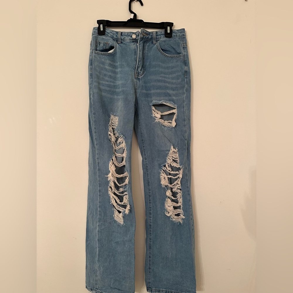 Distressed Straight Jeans